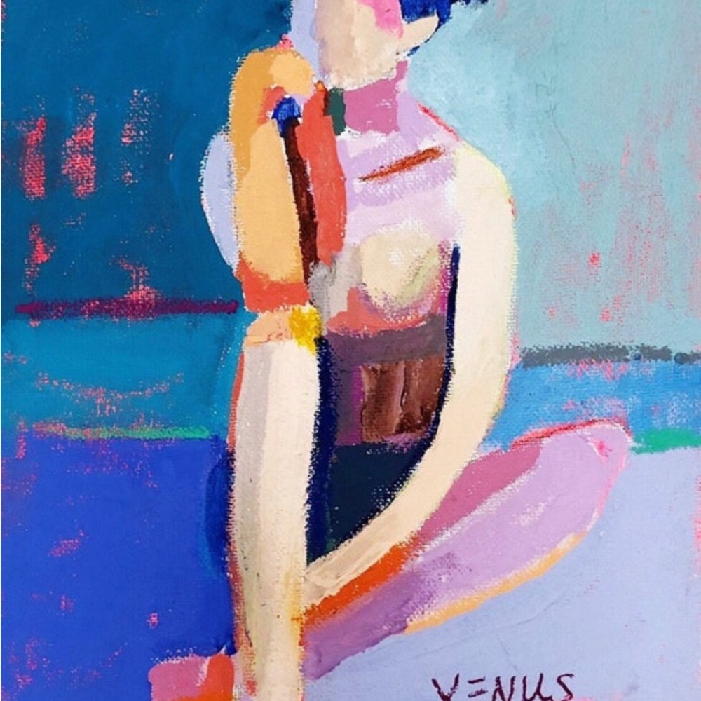COLORFUL THINKER 8x10 Art Print Abstract Impression Figure Study Portrait Signed